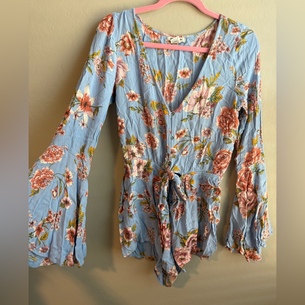 Billabong Floral Romper Light Blue